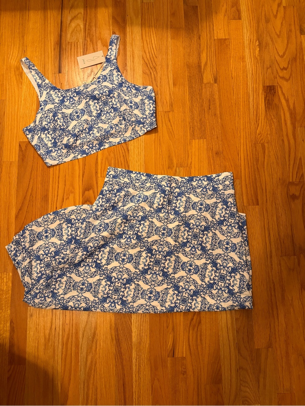 Joie Blue and White Printed A-Line Skirt
